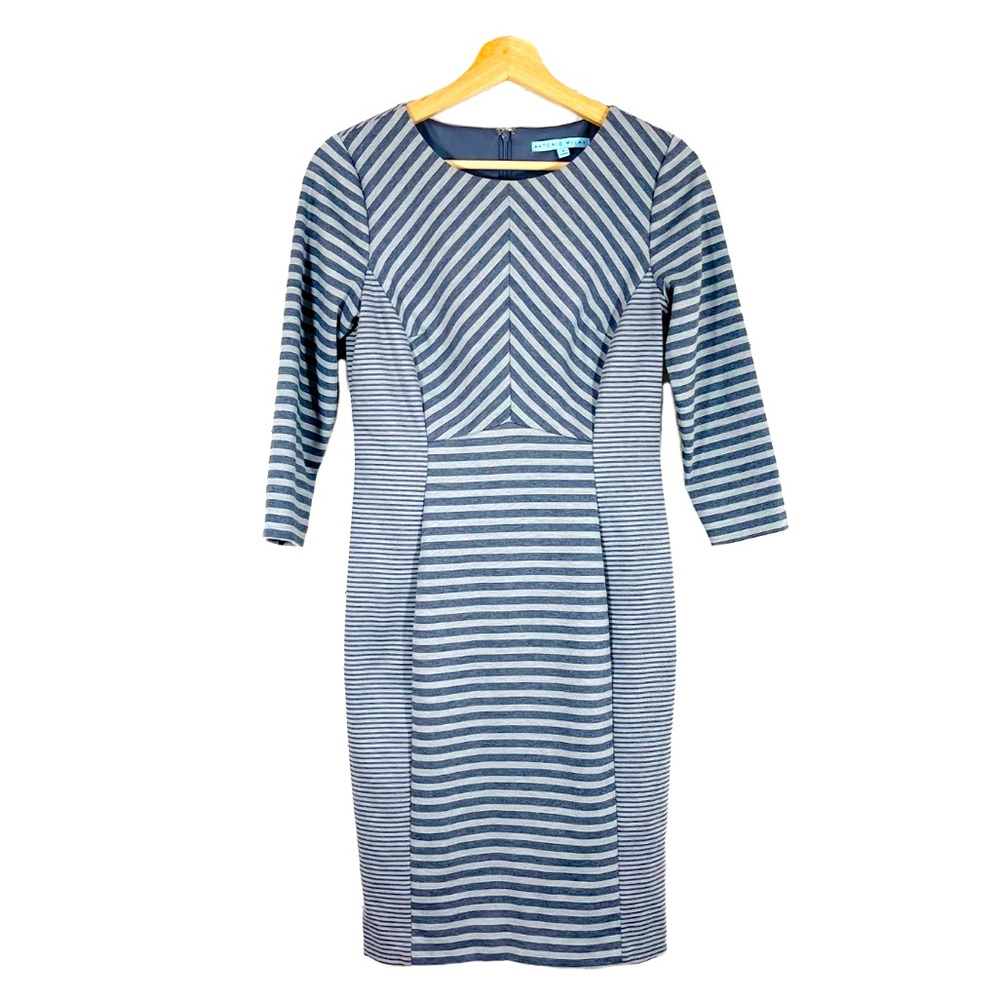 Antonio Melani Striped Sheath Dress Blue Sz 4